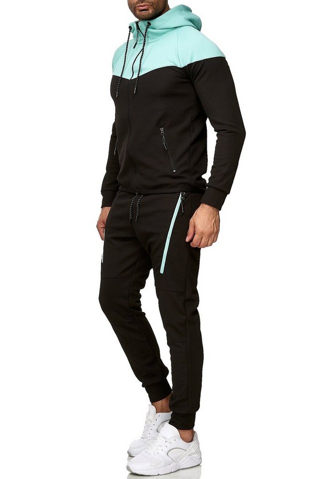 L.gonline Freizeitanzug Herren Jogging-ANZUG, Freizeitanzug, Sporthose und Kapuzenjacke, (Kapuzenjacke mit Reißverschluss, Hose, 2-tlg), Fitness Freizeit Casual von L.gonline