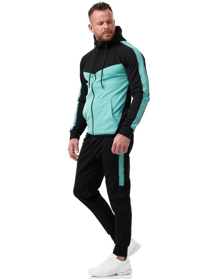 L.gonline Freizeitanzug Herren Jogging-ANZUG, mit Bündchen und Tunnelzug, Trainingsanzug (Kapuzenjacke mit Reißverschluss, Hose, 2-tlg), Fitness Freizeit Casual von L.gonline