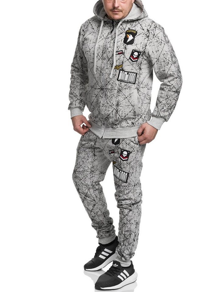 L.gonline Freizeitanzug Herren Jogginganzug, Freizeitanzug, USA Militär Optik 685 (Kapuzenjacke mit Reißverschluss, Hose, 2-tlg), Fitness Freizeit Casual von L.gonline