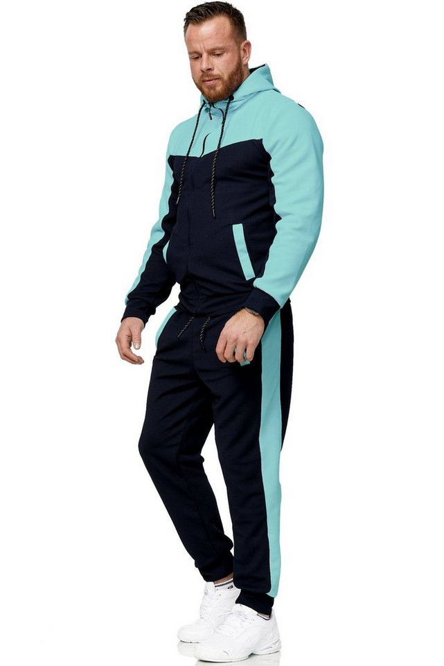 L.gonline Freizeitanzug Herren Trainingsanzug, Jogginganzug mit Kapuzenjacke 0986 (Kapuzenjacke mit Reißverschluss, Hose, 2-tlg), Fitness Freizeit Casual von L.gonline