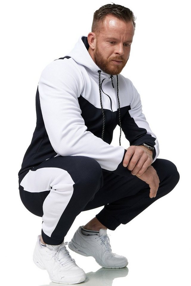 L.gonline Freizeitanzug Herren Trainingsanzug, Jogginganzug mit Kapuzenjacke 0986 (Kapuzenjacke mit Reißverschluss, Hose, 2-tlg), Fitness Freizeit Casual von L.gonline