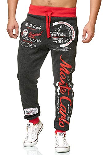 L.gonline Herren Jogginghose lang | Monte Carlo 592 | Anthrazit/Rot | XL von L.gonline