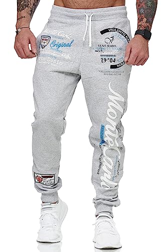 L.gonline Herren Jogginghose lang | Monte Carlo 592 | Grau/Weiß | 3XL von L.gonline