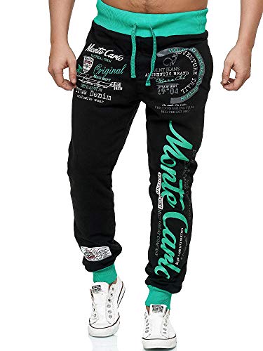 L.gonline Herren Jogginghose lang | Monte Carlo 592 | Schwarz/Mint | XXL von L.gonline