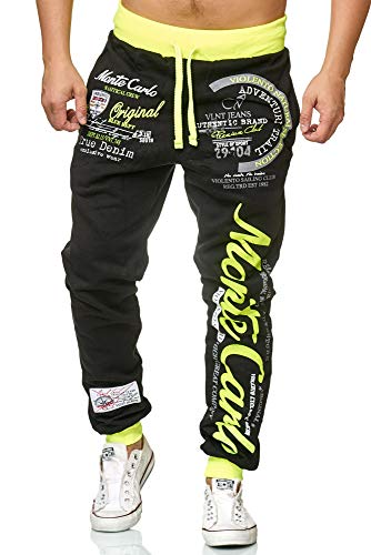 L.gonline Herren Jogginghose lang | Monte Carlo 592 | Schwarz/Neon | XL von L.gonline