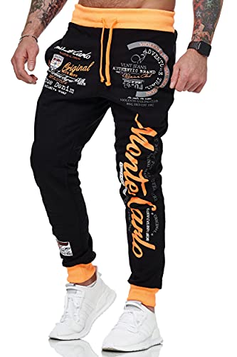 L.gonline Herren Jogginghose lang | Monte Carlo 592 | Schwarz/Orange | 3XL von L.gonline