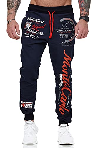 L.gonline Herren Jogginghose lang | Monte Carlo 592 | Schwarz/Rot | XXL von L.gonline