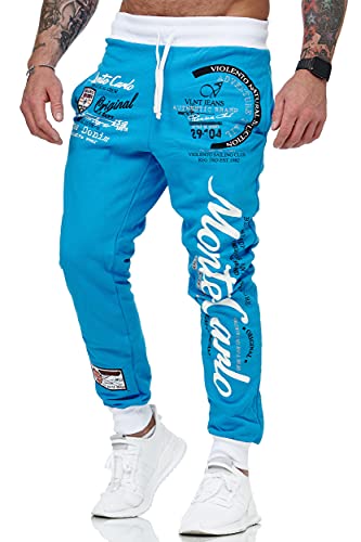 L.gonline Herren Jogginghose lang | Monte Carlo 592 | Türkis/Weiß | XXL von L.gonline