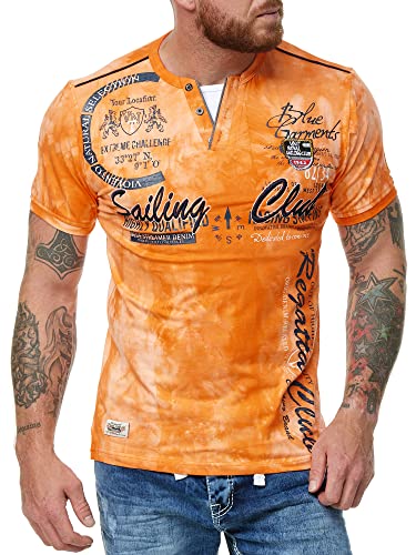 Verwaschenes Herren T-Shirt Sailing Club Slim Fit (Bis 5XL) 2879 (5XL-Slim, Orange 2879) von L.gonline