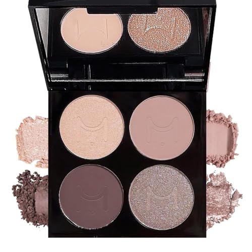 Lidschatten-Palette für Frauen, 4 helle Nude Champagner Gold Helldunkelbraun Lidschatten, Make-up-Set für Mädchenaugen, metallische und schimmernde Oberflächen, mit eingebautem Spiegel für einfache Lidschatten-Palette für Frauen, 4 helle Nude Champagner Gold Helldunkelbraun Lidschatten, Make-up-Set für Mädchenaugen, metallische und schimmernde Oberflächen, mit eingebautem Spiegel für einfache von L0famy