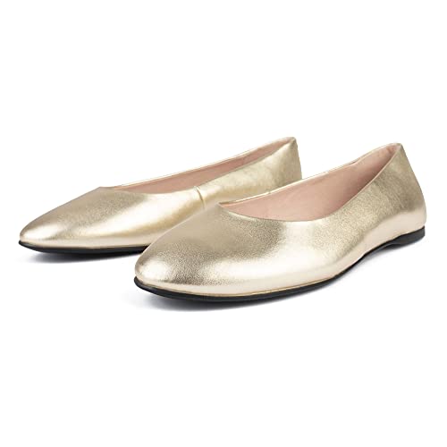 L37 HANDMADE SHOES Damen Ballerinas I Naturleder I Lederfutter I Handgefertigte Schuhe I Bequem und Elegant I Baby Come On I Ballet Flat, Gold, 36 EU von L37 HANDMADE SHOES