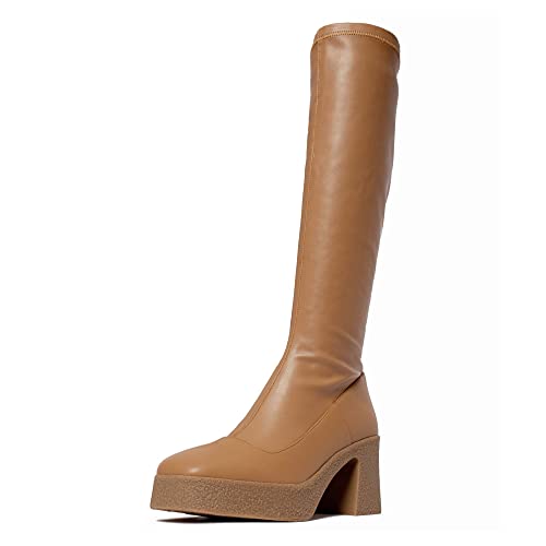 L37 HANDMADE SHOES Damen Brave New World Knee High Boot, Tan, 35 EU von L37 HANDMADE SHOES