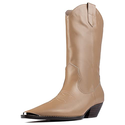 L37 HANDMADE SHOES Damen Full Moon HIGH Mid Calf Boot, Nude, 35 EU von L37 HANDMADE SHOES