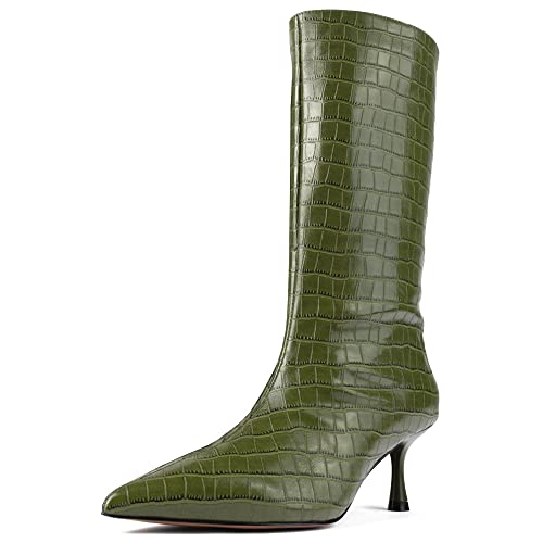 L37 HANDMADE SHOES Damen Poison Heart Mid Calf Boot, Green, 35 EU von L37 HANDMADE SHOES