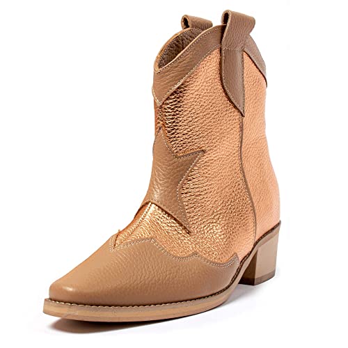 L37 HANDMADE SHOES Damen Stiefel I Cowboystiefel I Wildleder I Lederfutter I Handgefertigte Schuhe I Sky Full of Stars I Western Boot, Hellbraun/Gold, 41 EU von L37 HANDMADE SHOES