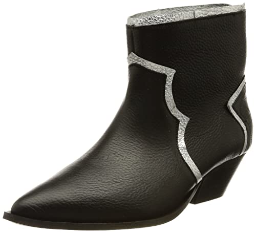 L37 HANDMADE SHOES Damen Stiefeletten I Naturleder I Handgefertigte Schuhe I Bequem und Elegant I Here Comes The Rain I Ankle Boot, Schwarz/Silber, 38 EU von L37 HANDMADE SHOES