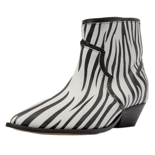 L37 - Damen Stiefeletten I Ankle Boots I Naturleder I Lederfutter I Handgefertigte Schuhe I Einzigartiger Stil I Bequem und Elegant I Here Comes the Rain - Schwarz/Weiß, Gr. 38 von L37 HANDMADE SHOES