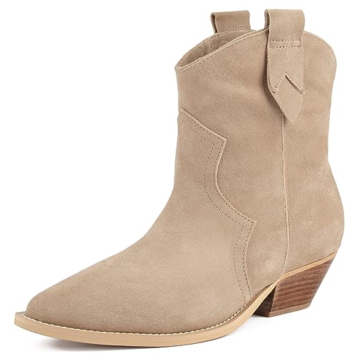 L37 - Damen Cowboystiefel, NEW SOMEBODY ELSE, Stiefeletten Damen, Wildleder, Handgefertigte Schuhe, Einzigartiger Stil, Ankle Boots - Beige von L37 HANDMADE SHOES