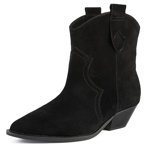 L37 - Damen Cowboystiefel, NEW SOMEBODY ELSE, Stiefeletten Damen, Wildleder, Handgefertigte Schuhe, Einzigartiger Stil, Ankle Boots - Schwarz von L37 HANDMADE SHOES