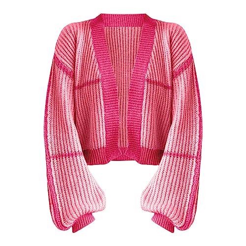 Damen Casual Herbst Cardigan Lange Ärmel Leichte Strickjacke Grobstrick Offener Vorderseite Elegant Pullover Lässig Outwear von L9WEI