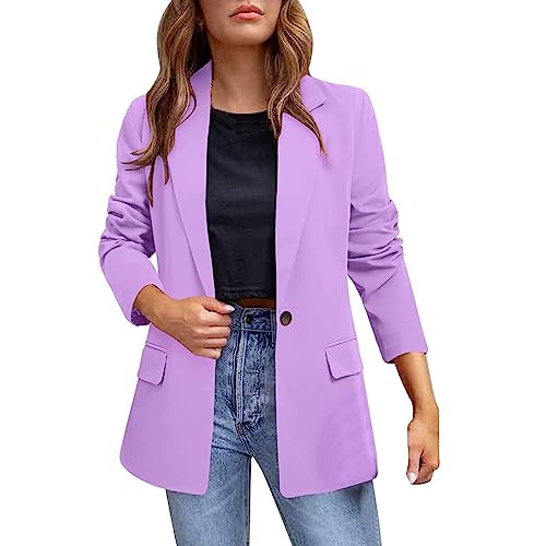 L9WEI Damen Lang Ärmel Freizeit Business Jacke Herbst Casual Blazerjacke Frauen Einfarbige Revers Blazerjacke von L9WEI