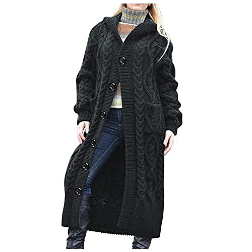 L9WEI Damen Lang Strickjacke Gestrickt Pullover Open Front Strickjacke Damen GroßEr GrößE Cardigan Vorne Offene Strickmantel mit Tasche von L9WEI