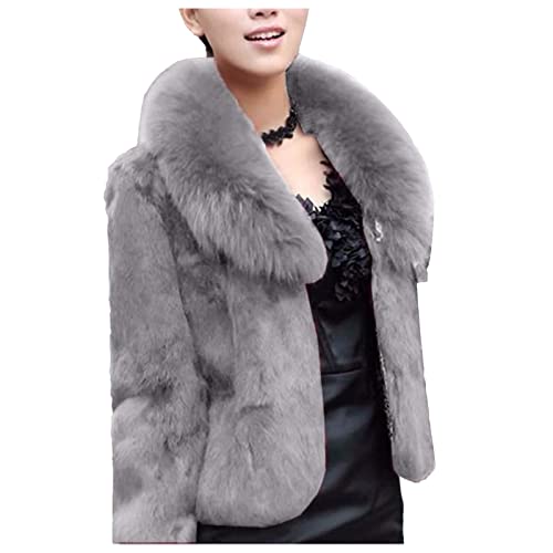 L9WEI Damen Mantel, Damen Faux Pelz Jacke Kurze Elegant Kurz Pelzmantel Winter Kunstpelz Kunstfell Warm Plüschjacke Revers Winterjacke von L9WEI