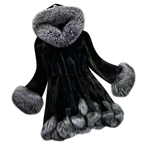 L9WEI Damen Pelzmantel Elegant Wintermantel Warme Kunstpelz Flauschige Winter Mantel Frauen Kuschelig Fellmantel mit Kapuze L9WEI Damen Pelzmantel Elegant Wintermantel Warme Kunstpelz Flauschige Winter Mantel Frauen Kuschelig Fellmantel mit Kapuze von L9WEI