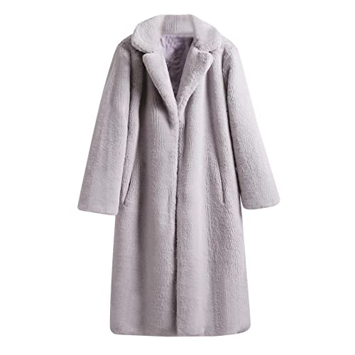L9WEI Kunstpelz Mantel Lang Damen Oversized Mit Kapuze Elegant Faux Pelz Einfarbig Felljacke Warme Plüschmantel Lose Winter von L9WEI
