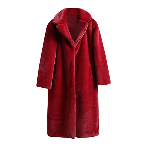 L9WEI Kunstpelz Mantel Lang Damen Oversized Mit Kapuze Elegant Faux Pelz Einfarbig Felljacke Warme Plüschmantel Lose Winter von L9WEI