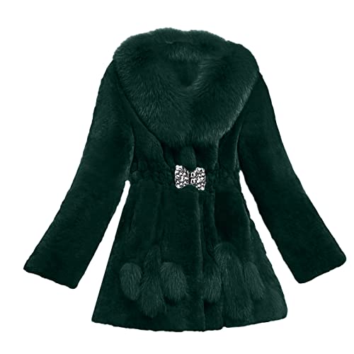 L9WEI Plüsch Winterjacke Damen Elegant Einfarbige Pelzmantel Winter Warme Felljacke Kunstfell Warme Mantel Frauen Fellmantel Flauschige Jacke von L9WEI