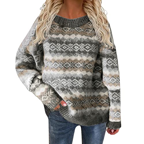 L9WEI Pullover Teenager Mädchen, Damen Weihnachten Pullover Casual Leichter Strickpullover Rundhal Langarm Strickpullover Elegant Strick Tops von L9WEI