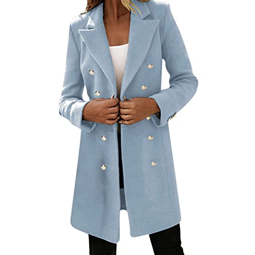 L9WEI Senfgelb Damen Mantel Frauen-Kunstwolle-Elegante Mischungs-Mantel-dünne weibliche Lange Mantel-Oberbekleidungs-Jacke Mantel Ohne Ärmel Damen von L9WEI