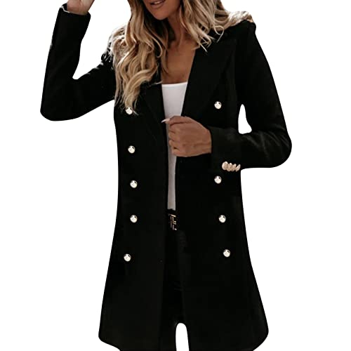 L9WEI Senfgelb Damen Mantel Frauen-Kunstwolle-Elegante Mischungs-Mantel-dünne weibliche Lange Mantel-Oberbekleidungs-Jacke Mantel Ohne Ärmel Damen von L9WEI