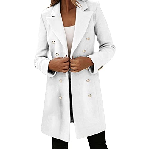 L9WEI Senfgelb Damen Mantel Frauen-Kunstwolle-Elegante Mischungs-Mantel-dünne weibliche Lange Mantel-Oberbekleidungs-Jacke Mantel Ohne Ärmel Damen von L9WEI