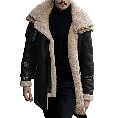 Lang Herrenjacke Herren Winter Verdicken Bomberjacke Revers Lammfell Schaffell Lederjacke Männer Winter Leder Winterjacke Lang Herrenjacke Herren Winter Verdicken Bomberjacke Revers Lammfell Schaffell Lederjacke Männer Winter Leder Winterjacke von L9WEI