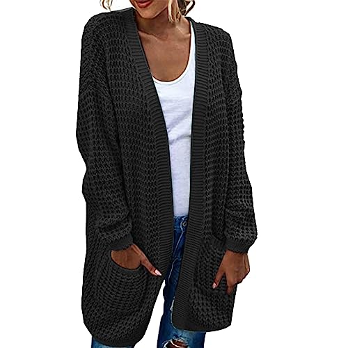 Pullover für Damen, Damen Grob Gestrickt Strickjacke mit Taschen Casual Lose Lange Ärmel Pullover Outwear Frauen Herbst Warme Strick Mantel von L9WEI
