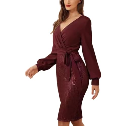 Sequin Dresses for Women UK Dresses for Women UK Elegant Ladies Spring and Winter Package Hip Fishtail High End Temperament Hosting Off The Shoulder Evening Dress Fancy Dress Swing Dress von L9WEI