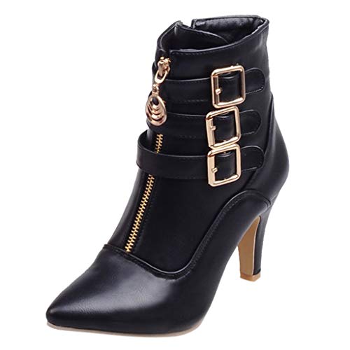 Women Rodeo Western Ankle Boots Casual Stiletto Comfort Summer Shoes with Adjustable Buckle Chunky Block Heel for Ladies von L9WEI