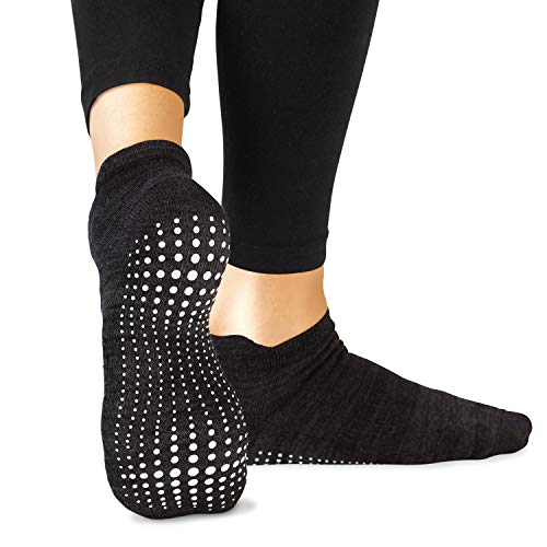 LA Active Stoppersocken Damen & Herren Socken - Rutschfeste Yoga Socken - ABS Barfuß Socken - Warme Antirutsch-Socken mit Noppen für Sport, Schwangerschaft, 40-44 - Schwarz - 1 Paar von LA Active