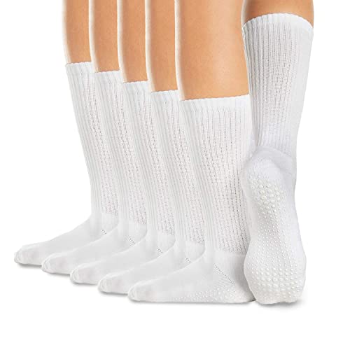 LA Active Stoppersocken Damen & Herren Socken - Rutschfeste Yoga Socken - ABS Barfuß Socken - Warme Antirutsch-Socken mit Noppen für Sport, Schwangerschaft, 37-40 - Weiß - 5 Paar von LA Active