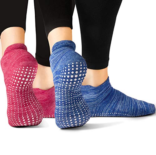 LA Active Stoppersocken Damen & Herren Socken - Rutschfeste Yoga Socken - ABS Barfuß Socken - Warme Antirutsch-Socken mit Noppen für Sport, Schwangerschaft, 37-40 - Blau und Rot - 2 Paar LA Active Stoppersocken Damen & Herren Socken - Rutschfeste Yoga Socken - ABS Barfuß Socken - Warme Antirutsch-Socken mit Noppen für Sport, Schwangerschaft, 37-40 - Blau und Rot - 2 Paar von LA Active