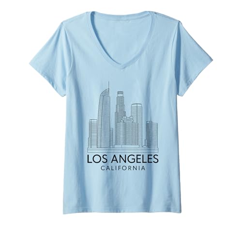 Damen Los Angeles Architecture Skyline City Wolkenkratzer Gebäude T-Shirt mit V-Ausschnitt Damen Los Angeles Architecture Skyline City Wolkenkratzer Gebäude T-Shirt mit V-Ausschnitt von LA Architectural Apparel