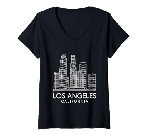 Damen Los Angeles Architecture Skyline City Wolkenkratzer Gebäude T-Shirt mit V-Ausschnitt Damen Los Angeles Architecture Skyline City Wolkenkratzer Gebäude T-Shirt mit V-Ausschnitt von LA Architectural Apparel
