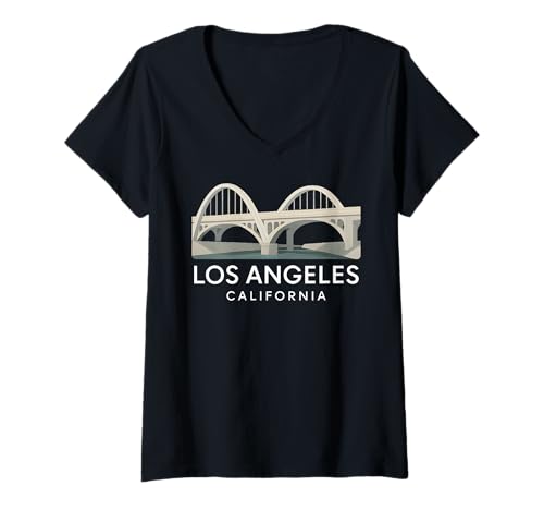 Damen Los Angeles Architecture Skyline City Wolkenkratzer Gebäude T-Shirt mit V-Ausschnitt Damen Los Angeles Architecture Skyline City Wolkenkratzer Gebäude T-Shirt mit V-Ausschnitt von LA Architectural Apparel
