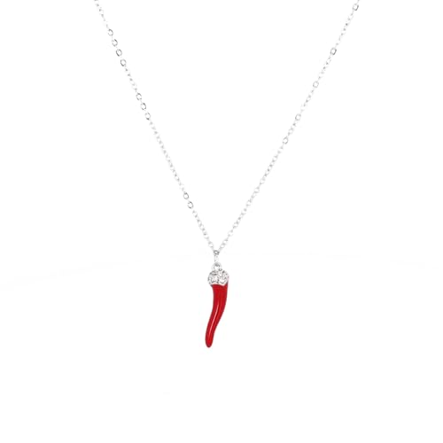 LA CORNE ITALIENNE Halskette Eleganza Kette aus versilbertem Stahl Corno Corona aus Stahl und Zirkonia, Unique, Edelstahl, zirkonia LA CORNE ITALIENNE Halskette Eleganza Kette aus versilbertem Stahl Corno Corona aus Stahl und Zirkonia, Unique, Edelstahl, zirkonia von LA CORNE ITALIENNE