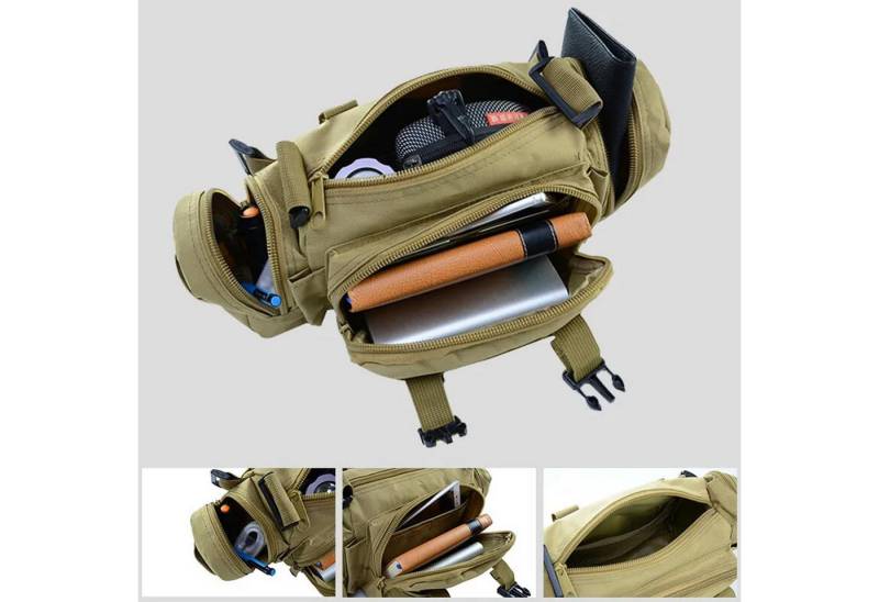 LA CUTE Gürteltasche Taktische Gürteltasche mit Schulterriemen & Reißverschlusstaschen (Multifunktionale Gürteltasche für Outdoor & Survival, Taktische Tasche mit Schultergurt und mehreren Fächern), Robustes 600D-Polyester, wasserfest, multifunktional tragbar von LA CUTE