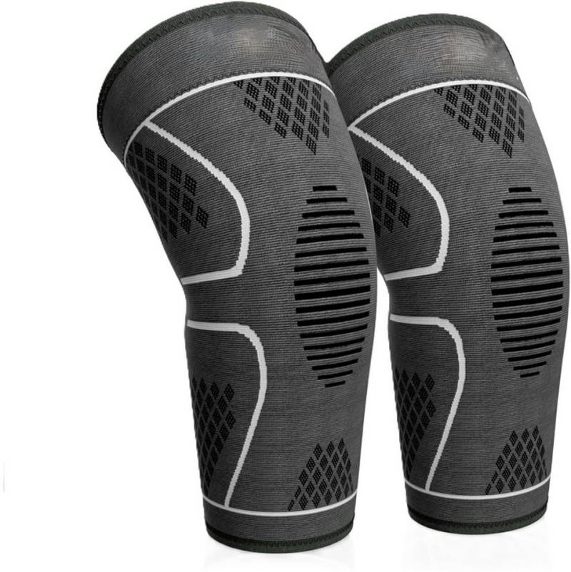 LA CUTE Kniebandage Kniebandagen Grau Kompressionsbandage Sportbandage Unisex 2er-Set (Knie Kompressionsbandagen Set Schmerzlinderung Stabilität Gelenkschutz, Kniebandagen Grau 2er-Set für Damen & Herren Sport Alltag Training), Kniebandage Grau unisex atmungsaktiv & rutschfest für Sport & Alltag von LA CUTE