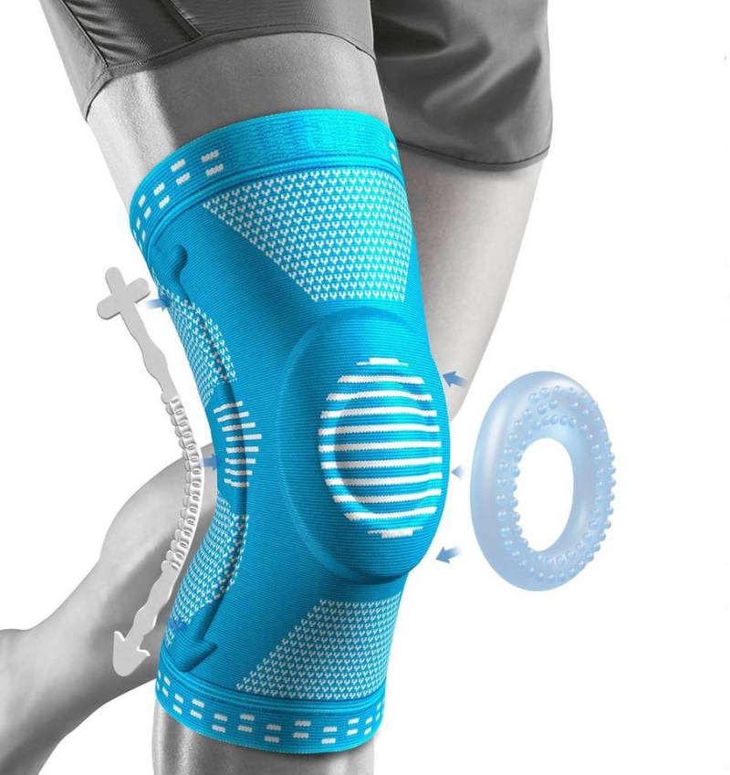 LA CUTE Kniebandage Professionelle Kniebandage mit Kompression & Patella-Stützsystem (Unisex-Kompressionsbandage zur Stabilisierung und Schmerzlinderung, Einzelbandage mit Patella-Pad & Federstabilisatoren für Knie), Kompressions-Kniebandage mit Patella-Pad & Stabilisatoren für Sport von LA CUTE