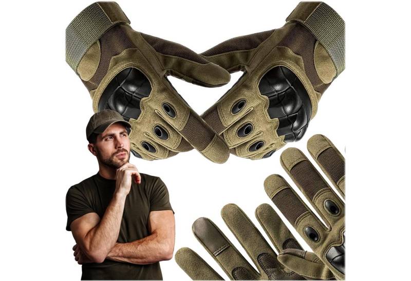 LA CUTE Multisporthandschuhe Überlebens-Motorrad-Kampf-Taktische Handschuhe für Männer – L, Braun (Überlebens-Motorrad-Kampf-Taktische Handschuhe, Praktische, langlebige Handschuhe) Robuste Nylonhandschuhe mit verstärktem Schutz für Knöchel und Hände. von LA CUTE